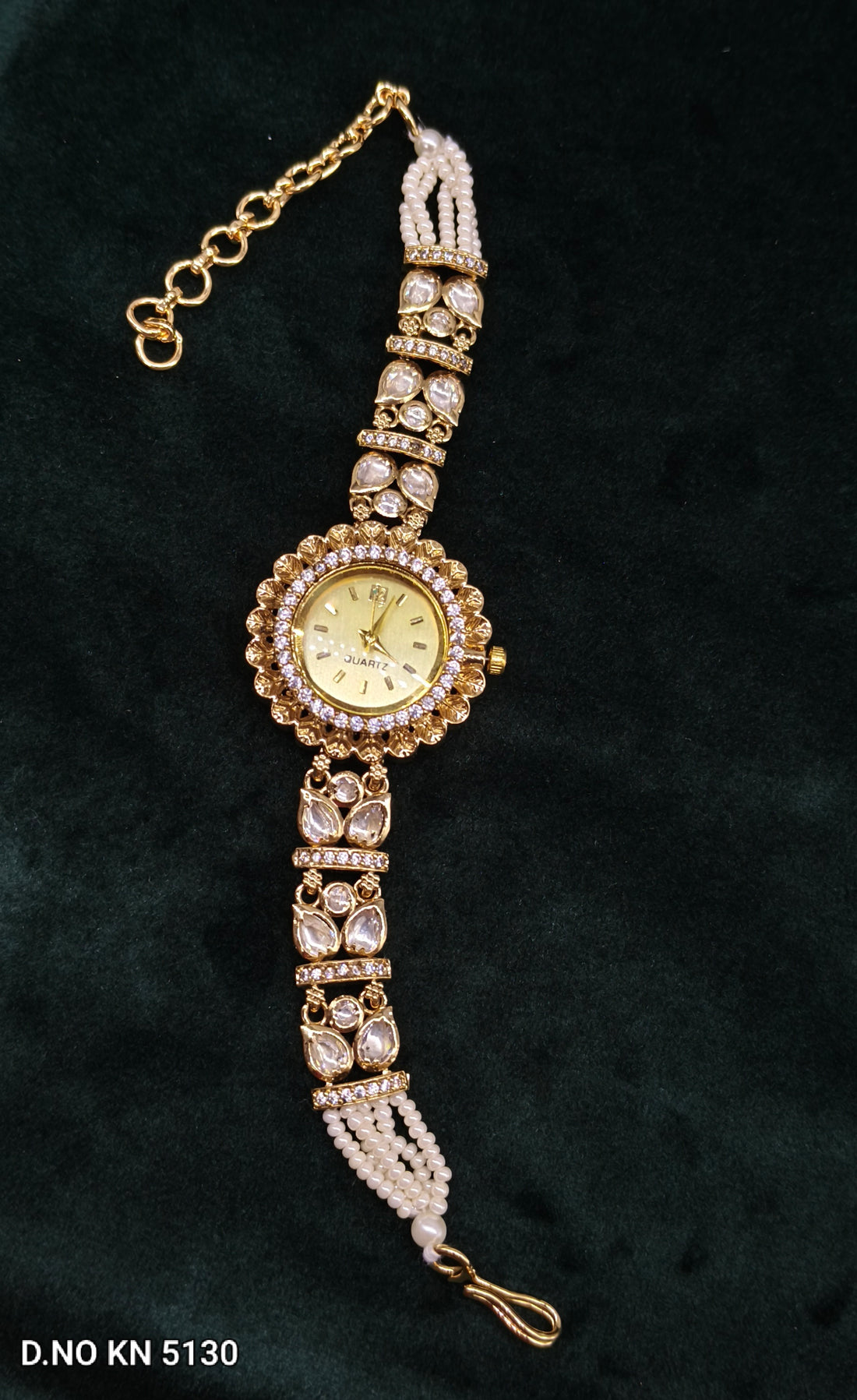 Antique Kundan Bracelet Watch Sku- KN 5130