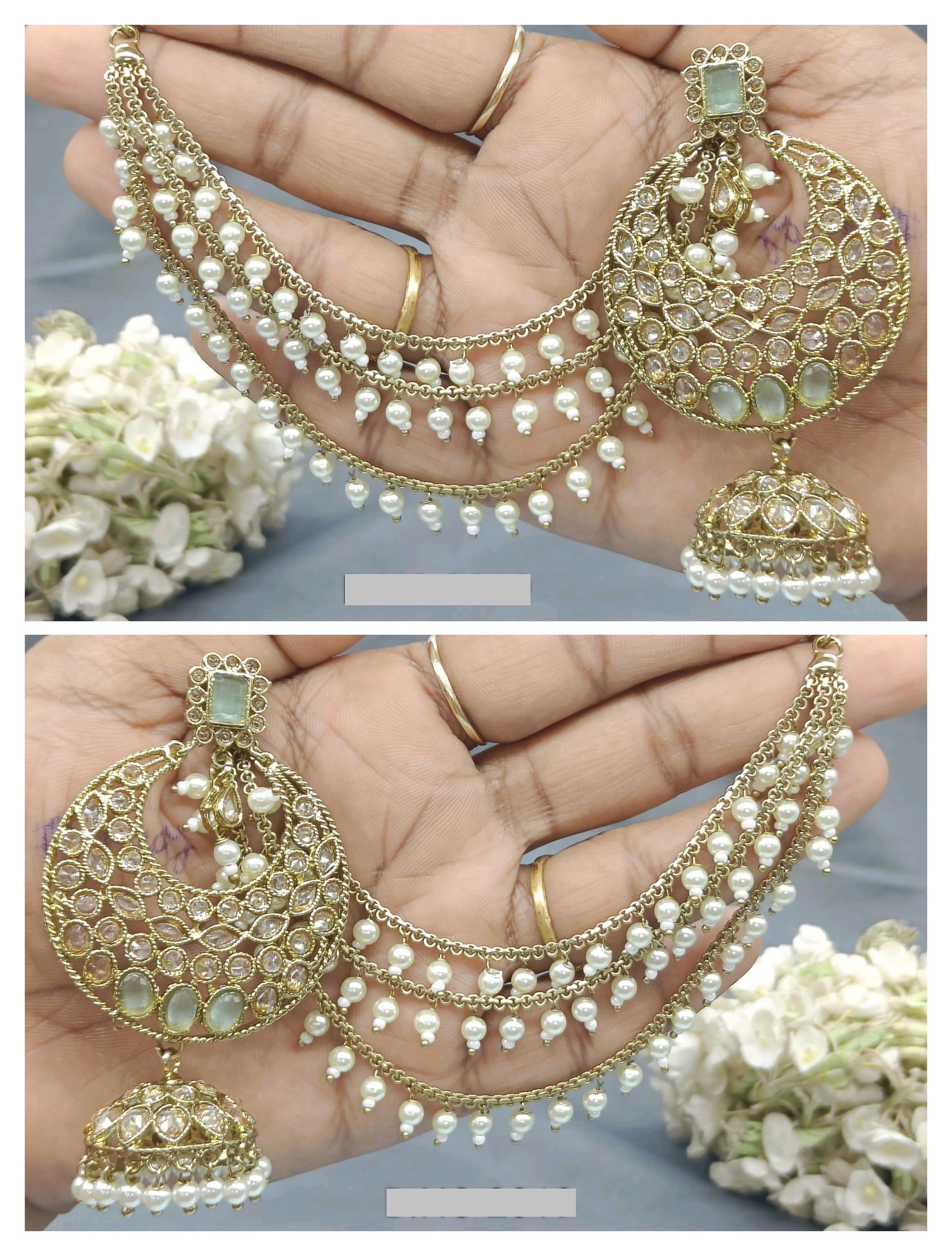 Polki Mehandi Bahubali Earring Sku-2022 rchiecreation