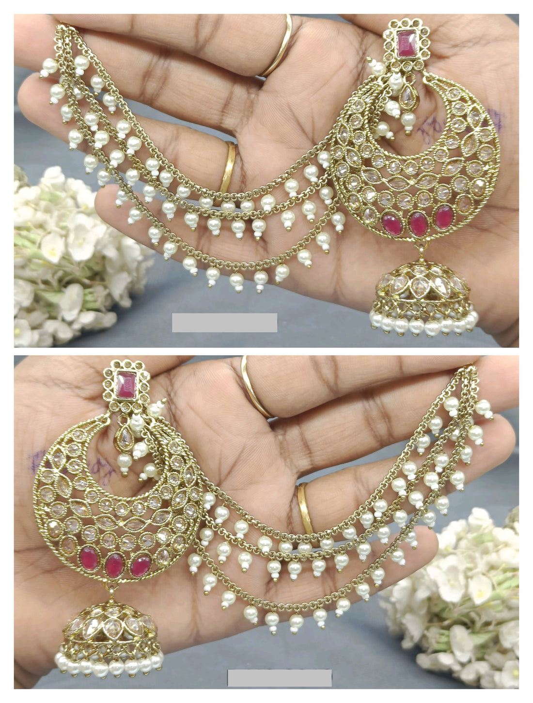 Polki Mehandi Bahubali Earring Sku-2022 rchiecreation
