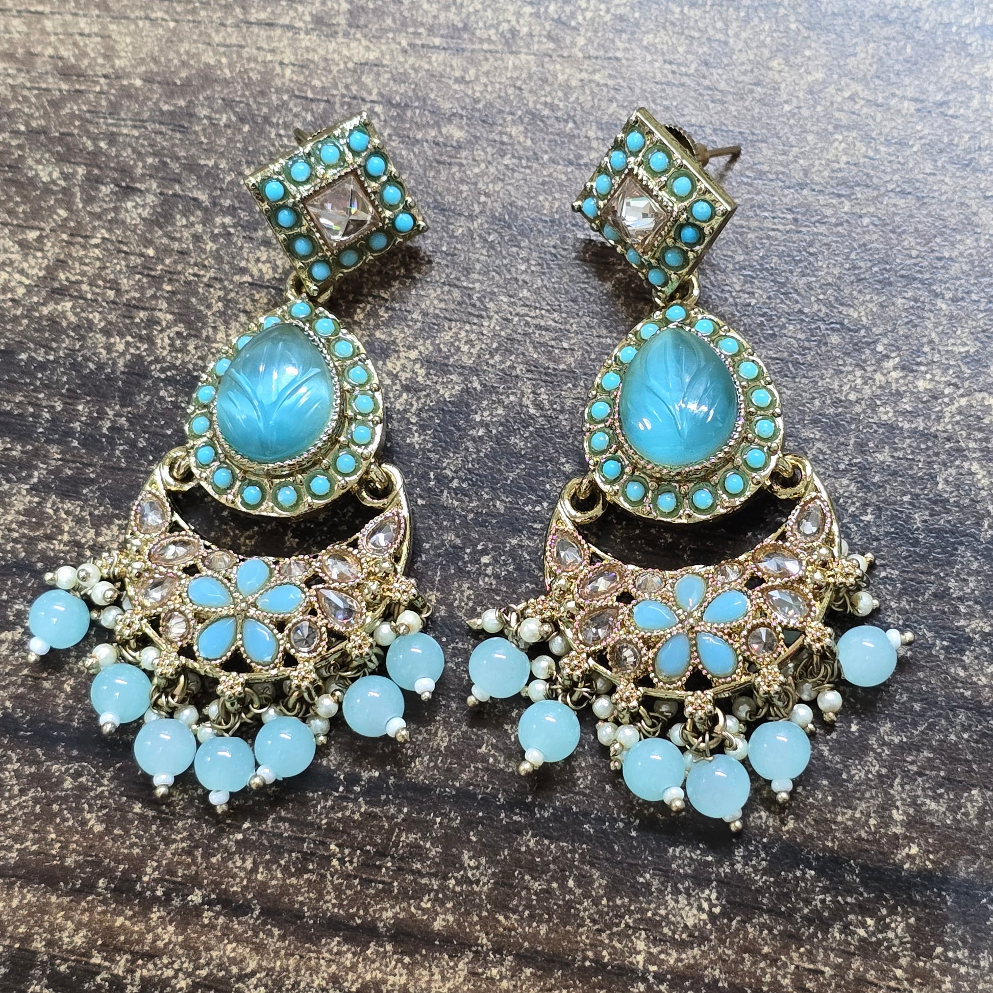 Polki Earring Mehndi Sku - 5217 A2 rchiecreation