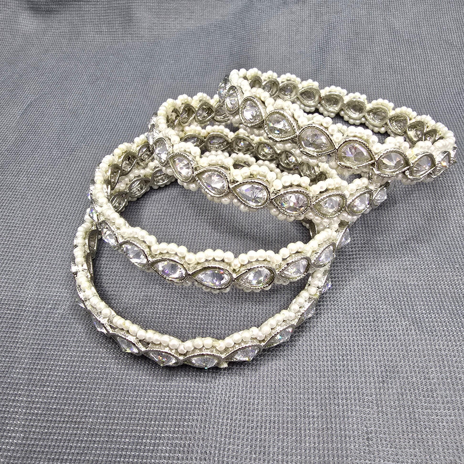 Rodium Polki Bangles Sku -1946 F1 rchiecreation