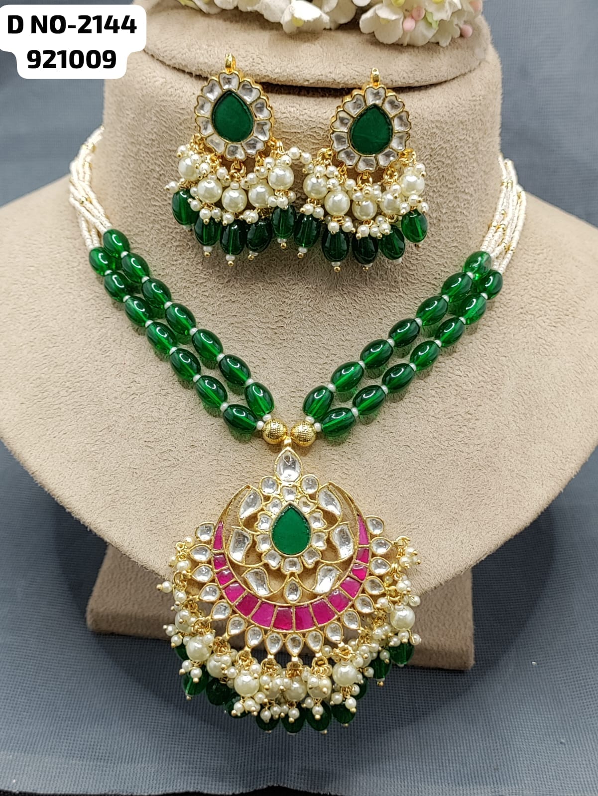 Pachi kundan long Necklace set 2144 rchiecreation