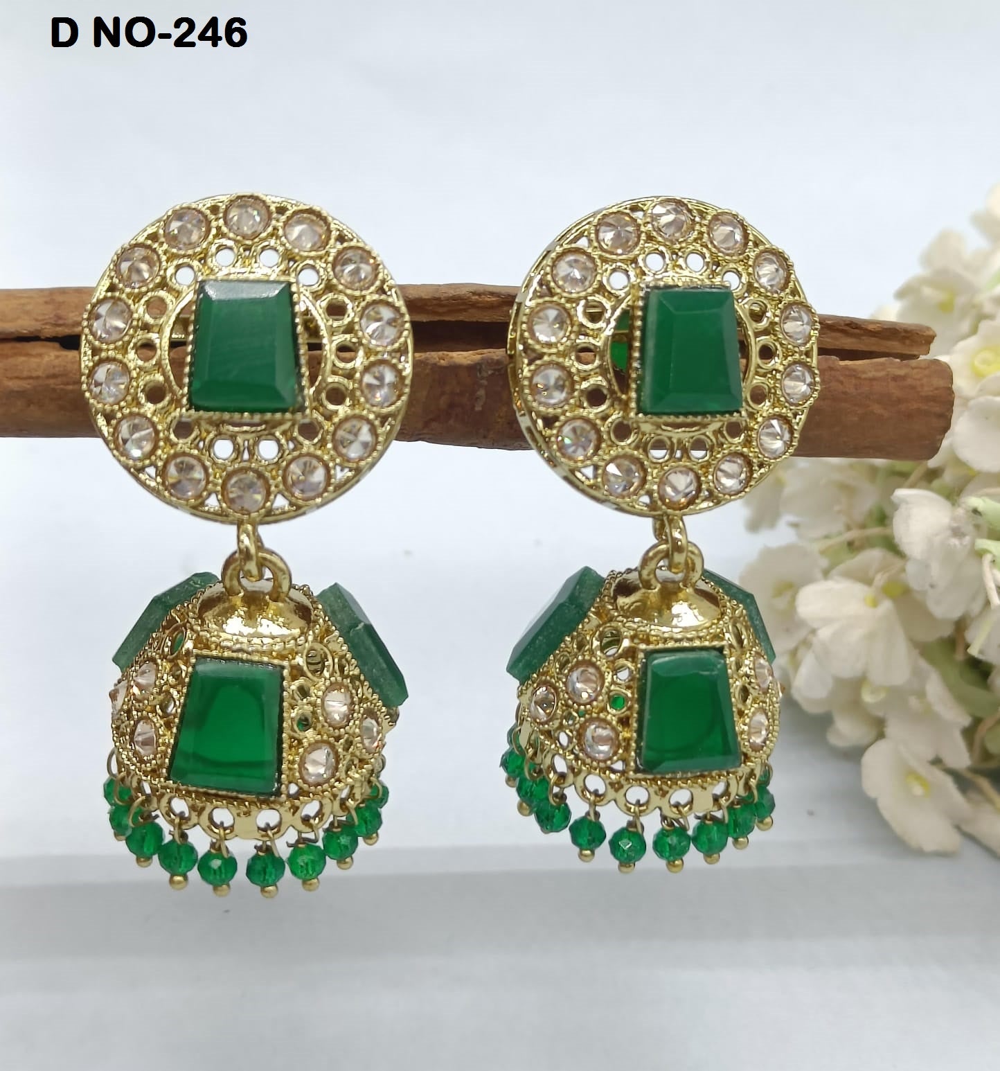 Polki jhumki  Mehndi Earring Sku-246 A4 rchiecreation