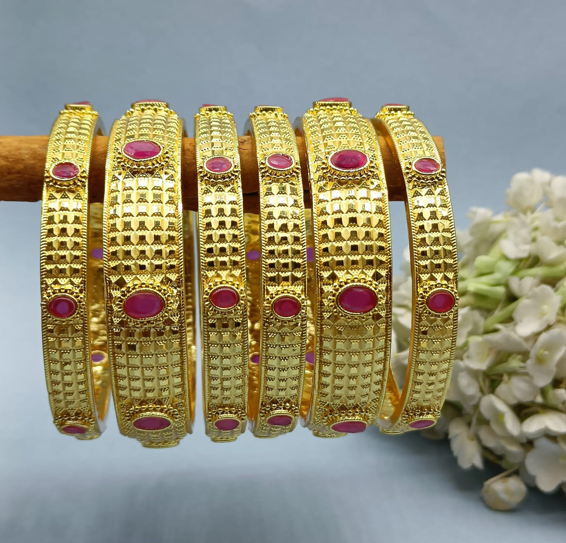 Forming Golden Chuda Bangles Sku-3118 rchiecreation
