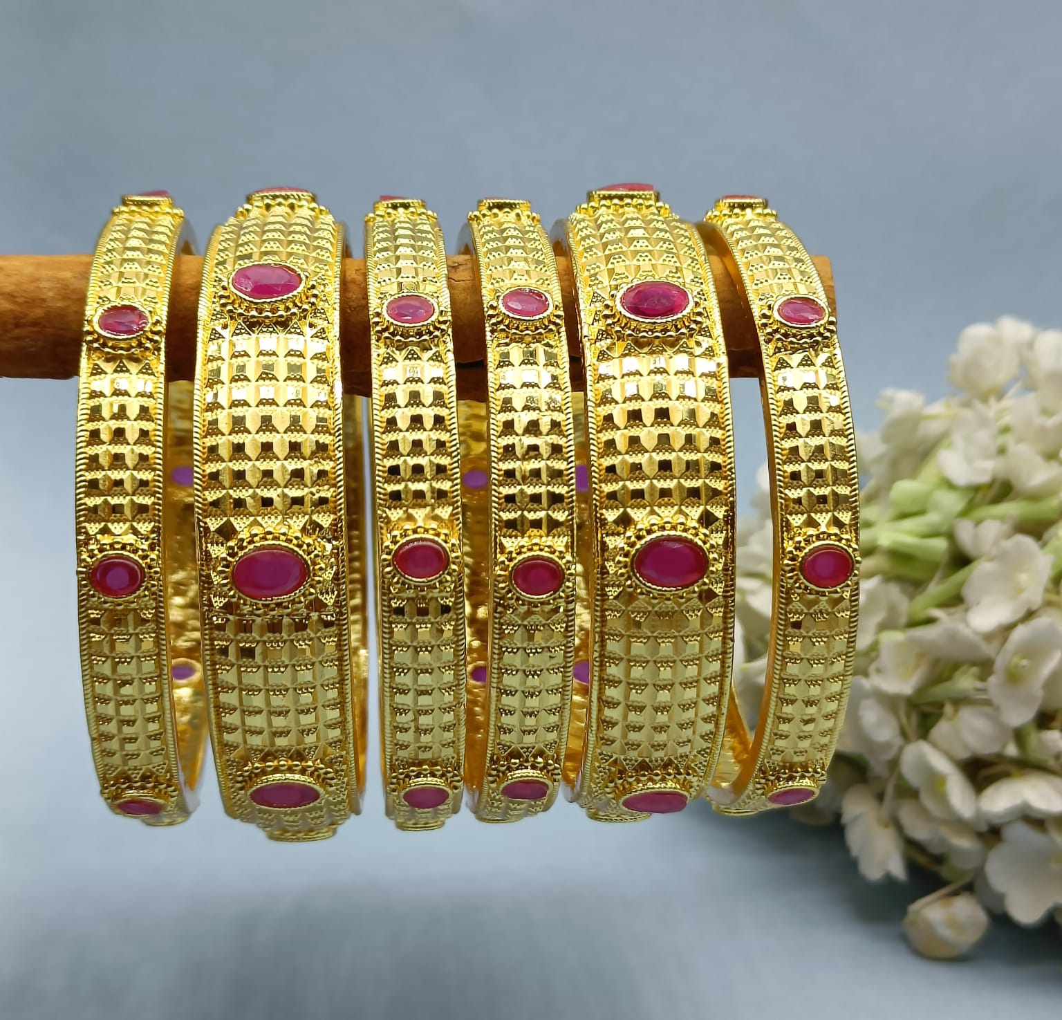 Forming Golden Chuda Bangles Sku-3118 rchiecreation