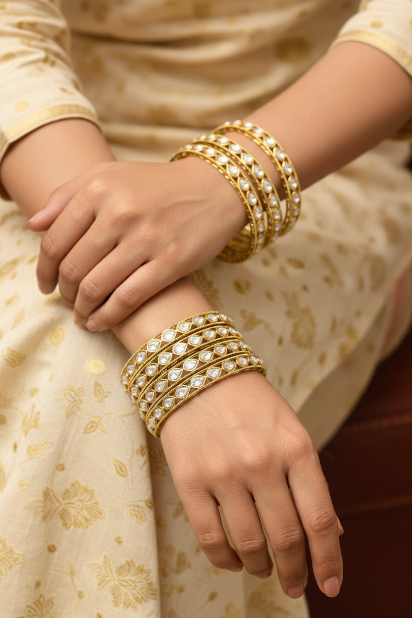 Mehandi Foil Kundan Bangle SKU-3344