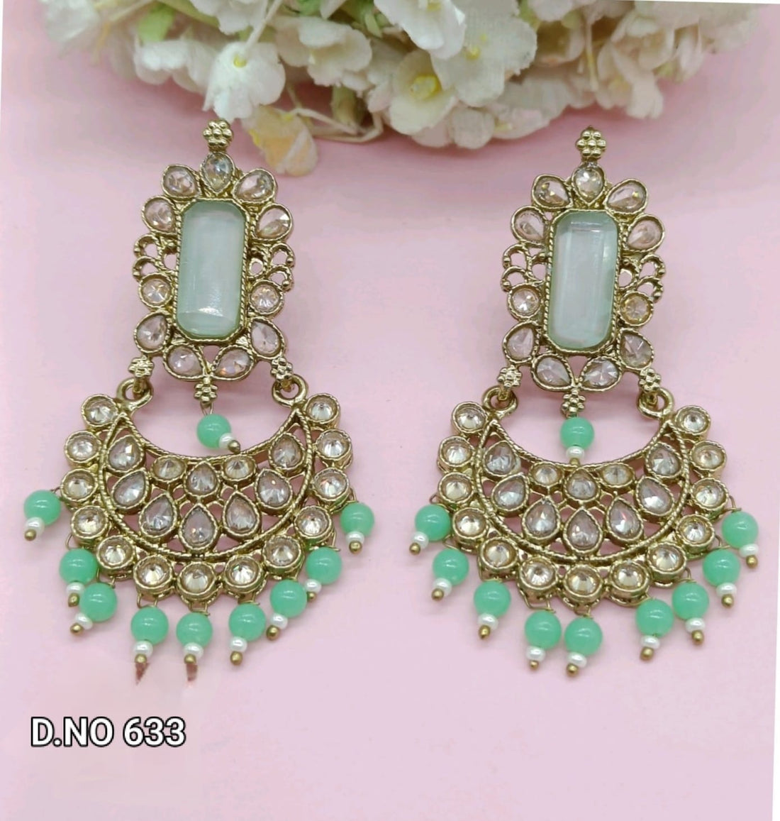 Polki Mehandi Earring Combo Sku 633  (MEsale)