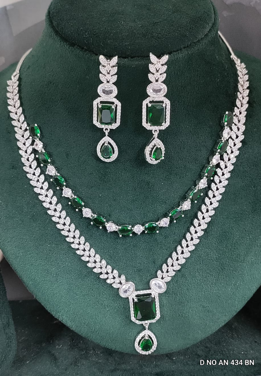 CZ AD Rodium Necklace SKU AN 434 BN