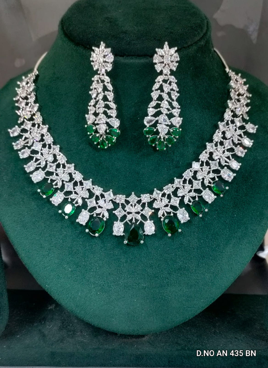 CZ AD Rodium Necklace SKU AN 435 BN