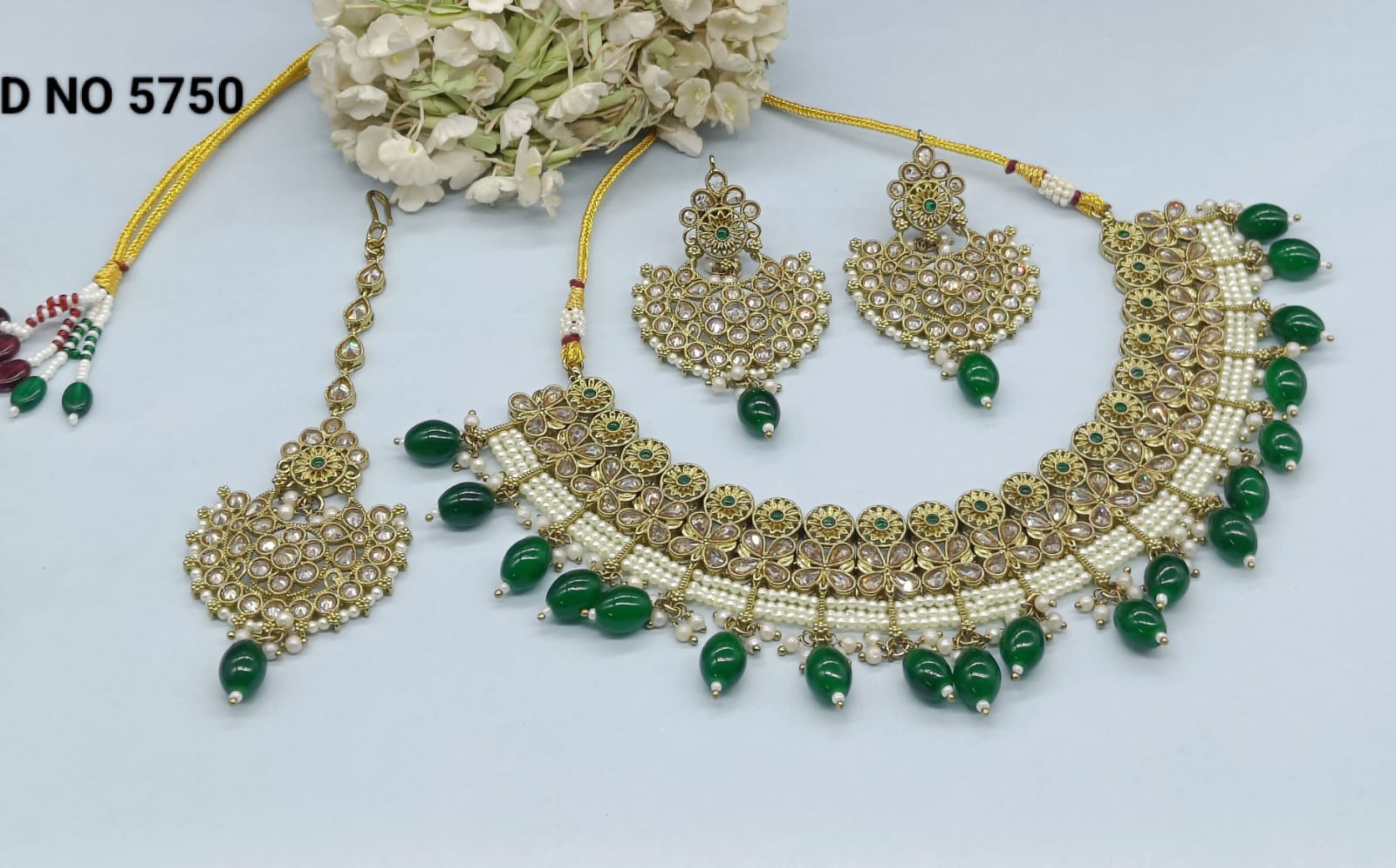 Polki Necklace Mehndi Set Sku-5750 B1 rchiecreation