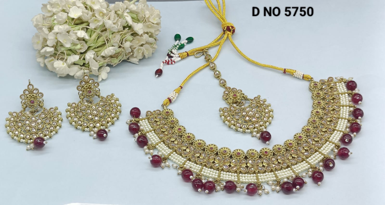 Polki Necklace Mehndi Set Sku-5750 B1 rchiecreation
