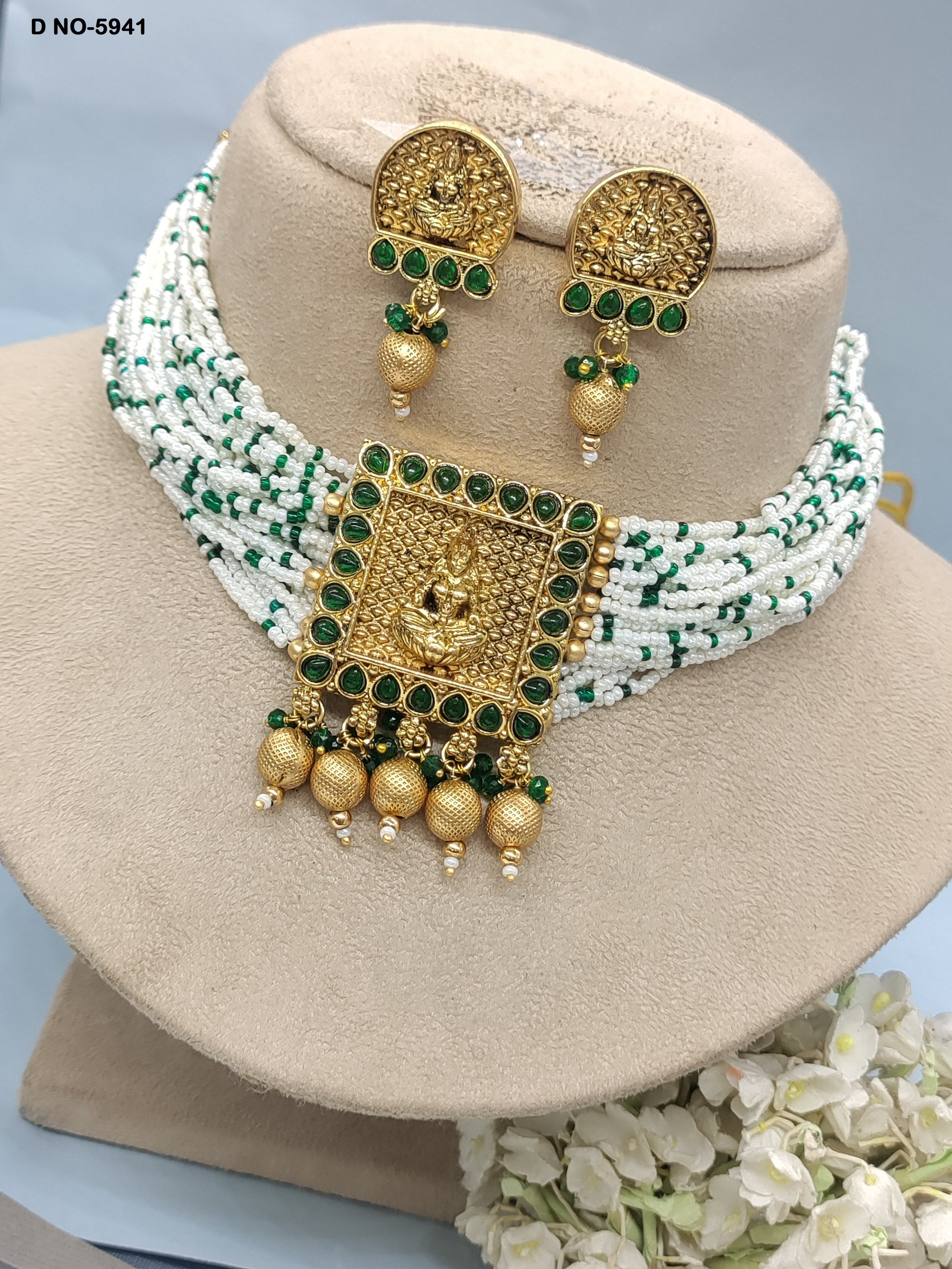 Antique Golden Temple Jewellery  Sku-5941 rchiecreation