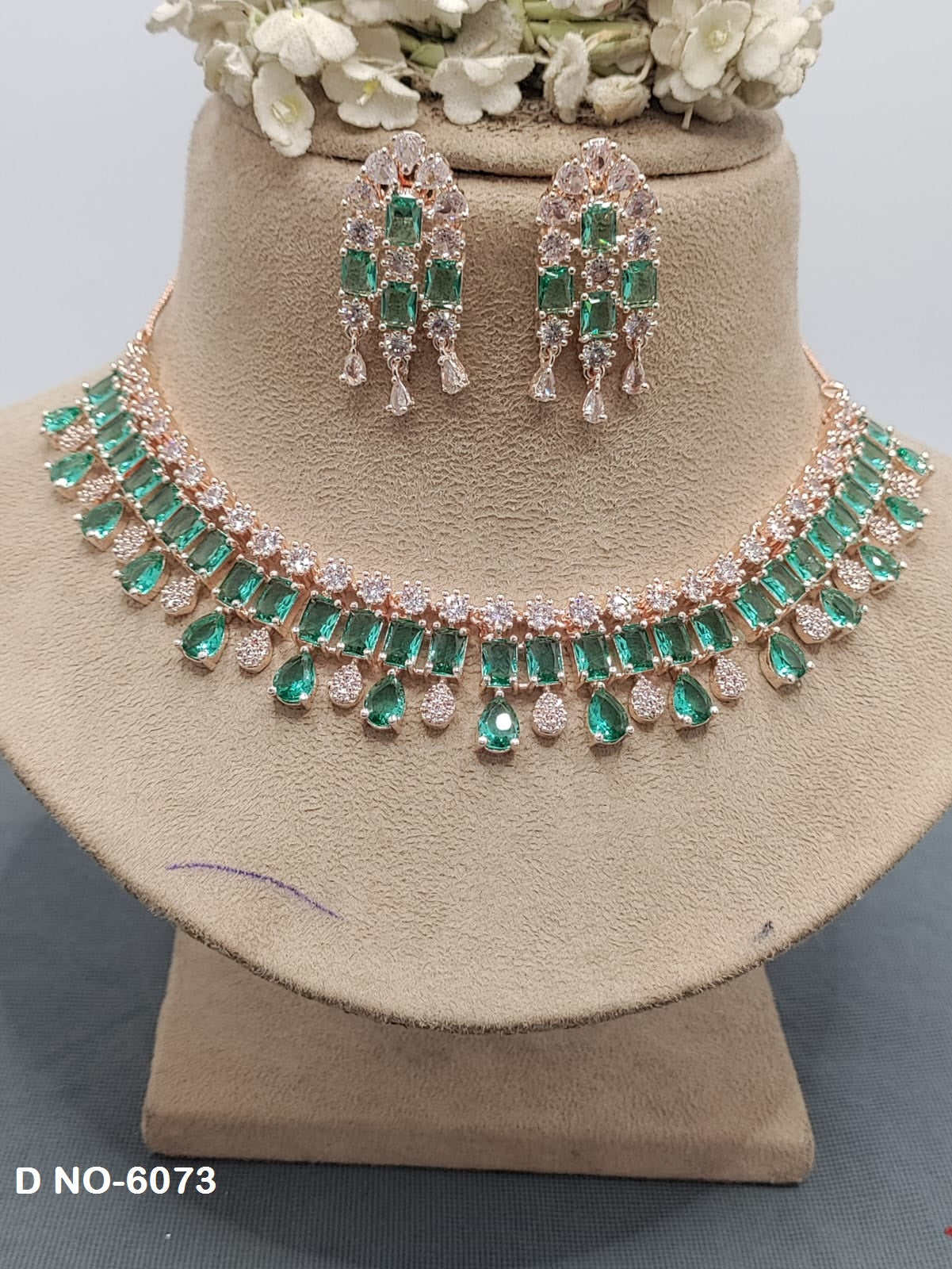 American Diamond Necklace Rosegold Sku 6073 C3 rchiecreation
