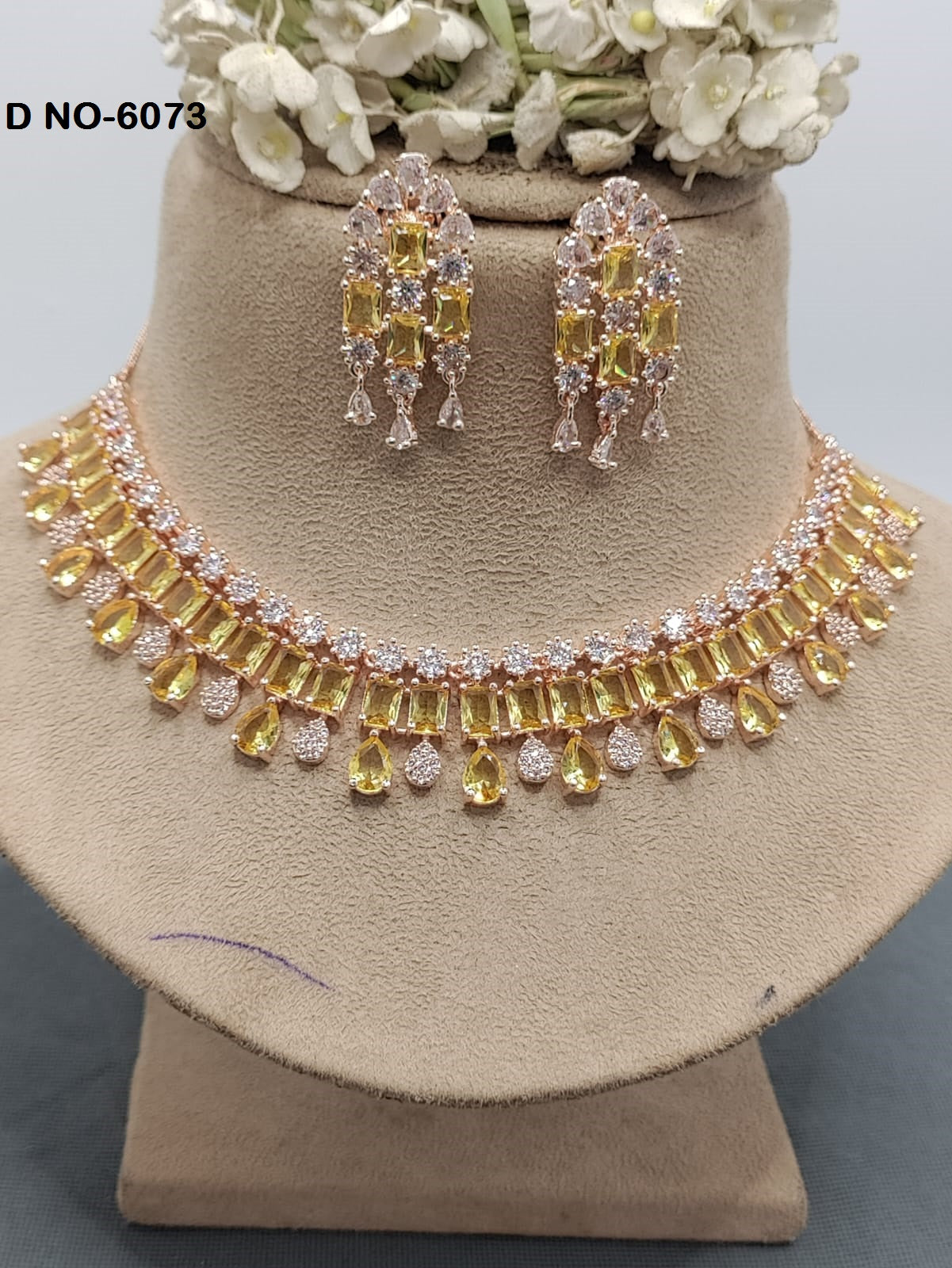 American Diamond Necklace Rosegold Sku 6073 C3 rchiecreation