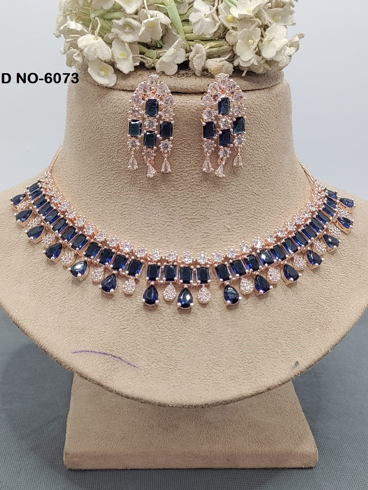 American Diamond Necklace Rosegold Sku 6073 C3 rchiecreation