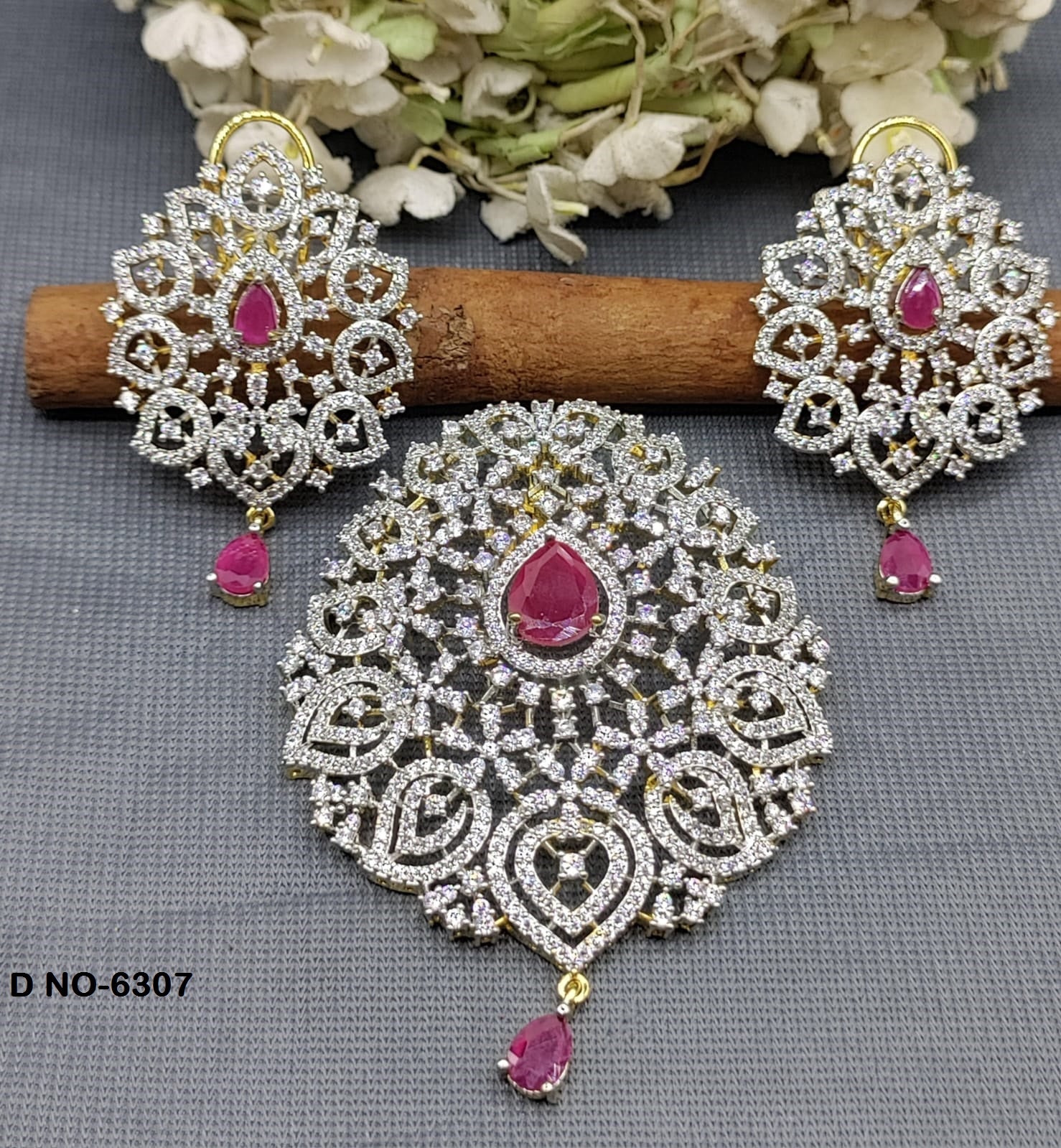 Cz ad Earring &Pendant Set Sku-6307 rchiecreation