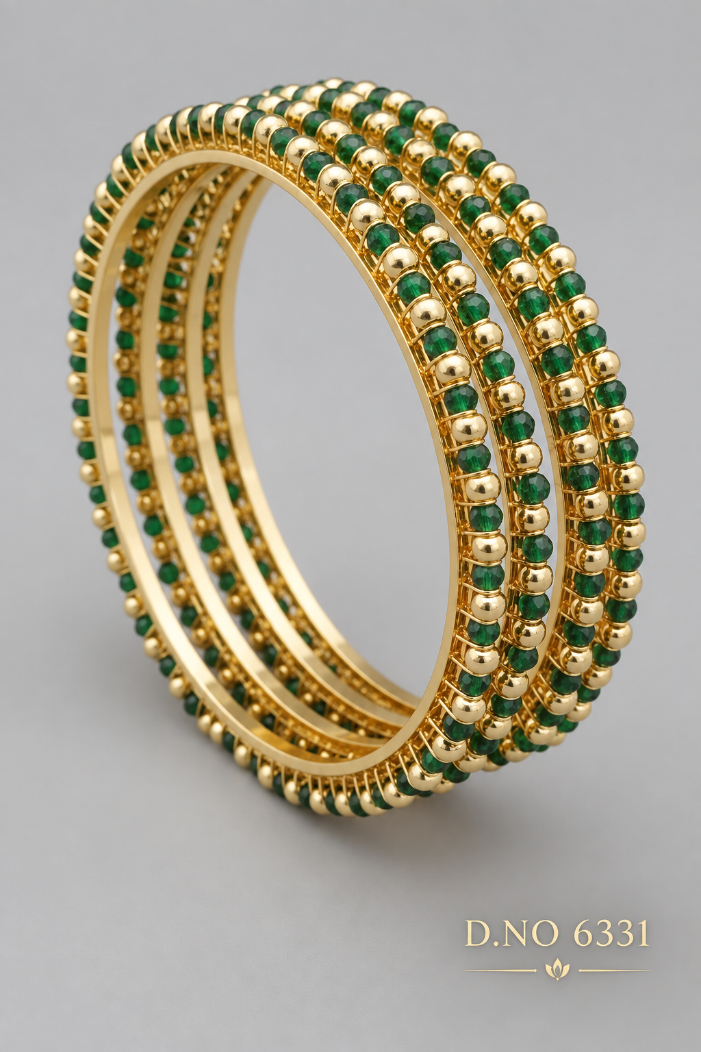 Golden Hydro Green Pearl Bangles SKU-6331