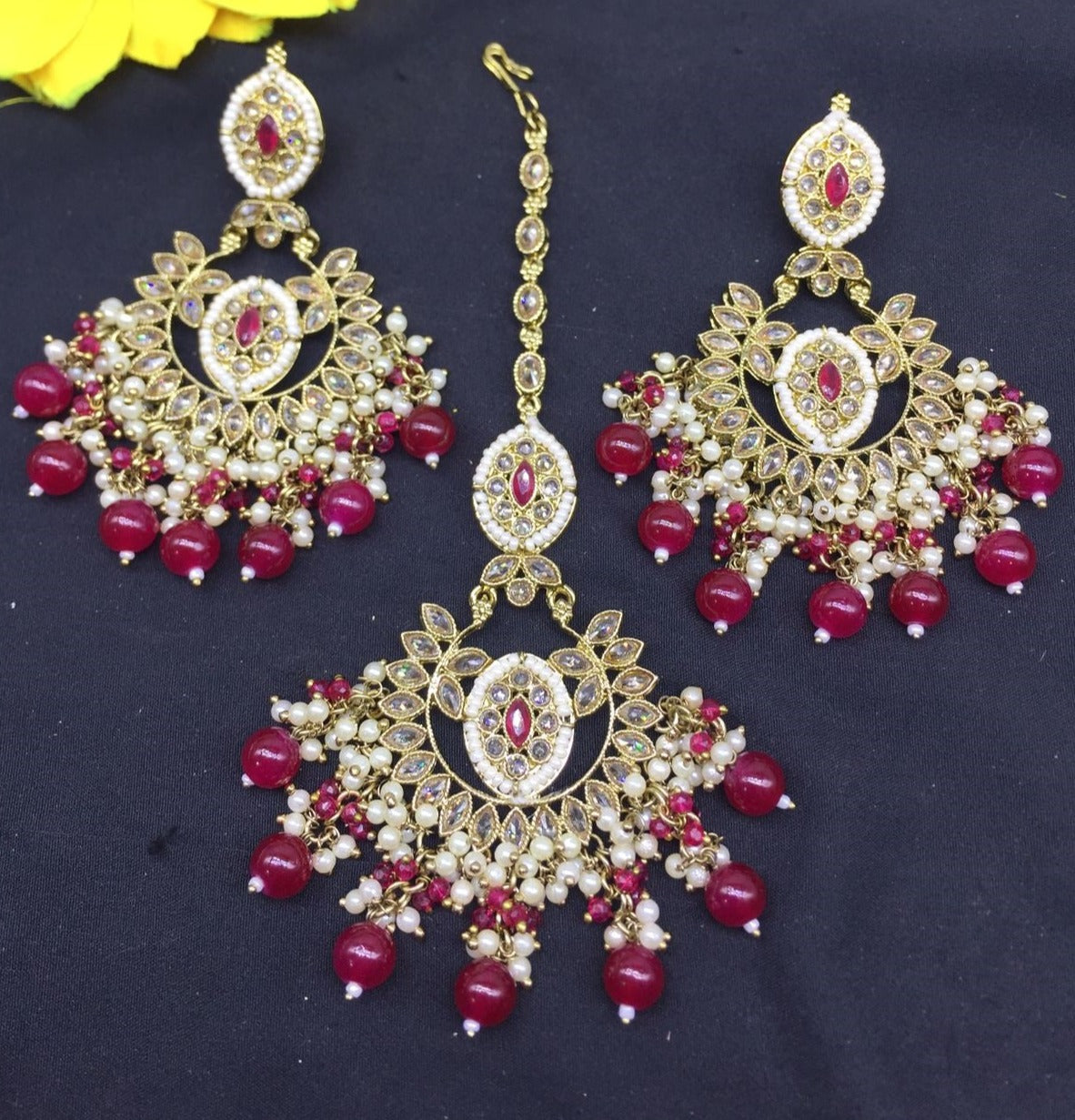 Polki Earring & Tica Mehndi Sku- 637 rchiecreation