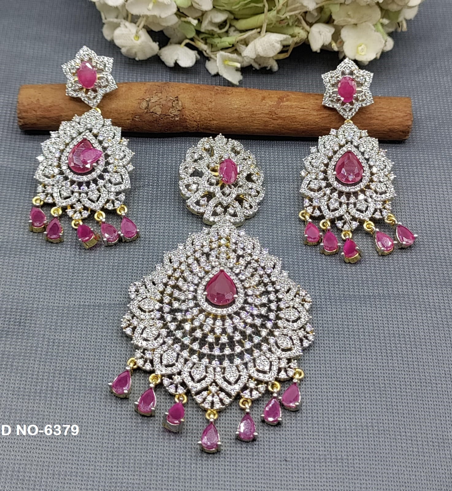 Cz ad Earring &Pendant Set Sku-6379 rchiecreation