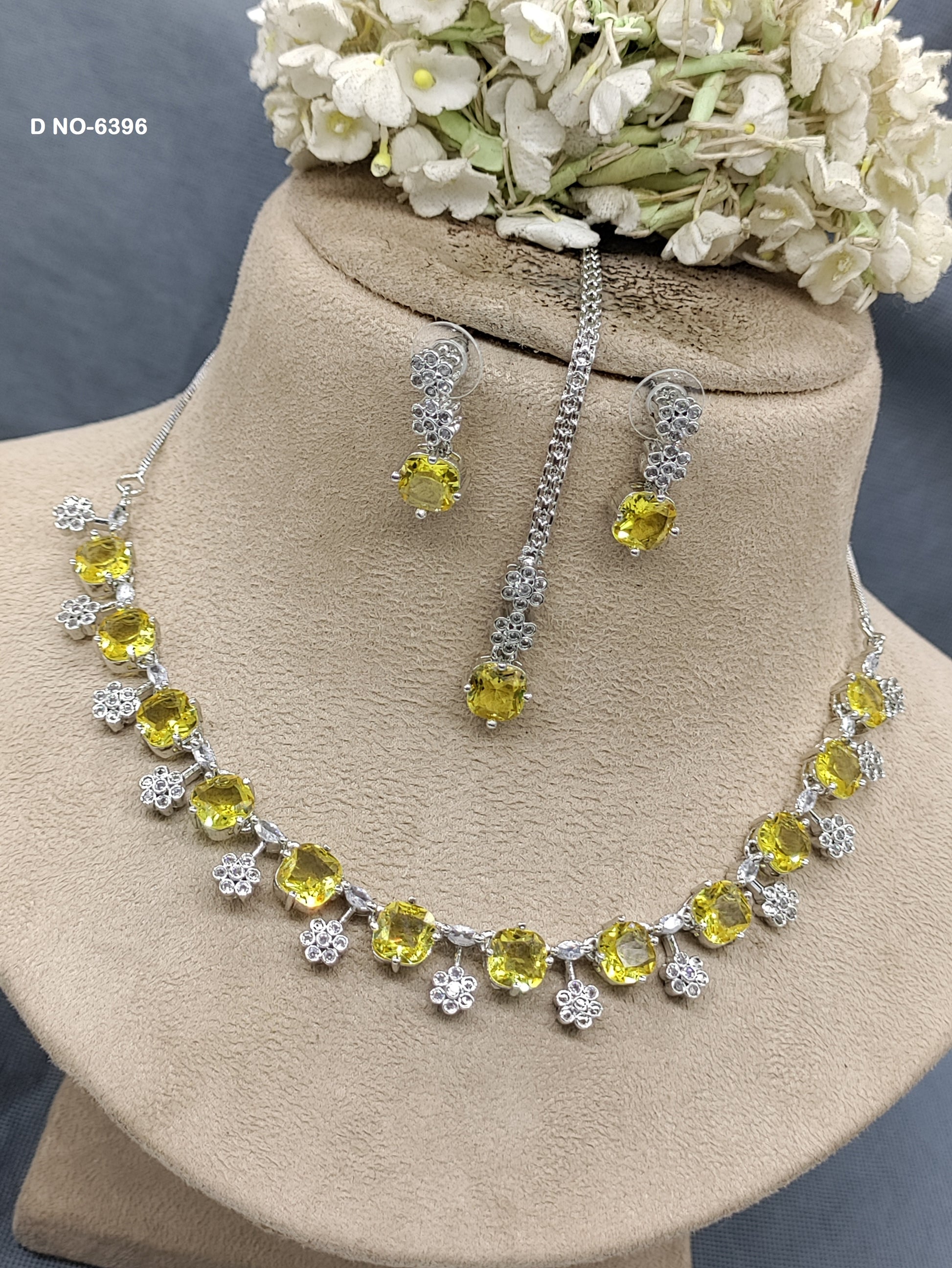 Stylish Ad Diamond Rodium Necklace Sku -6396 rchiecreation