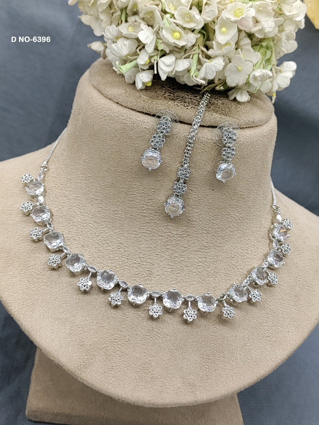 Stylish Ad Diamond Rodium Necklace Sku -6396 rchiecreation