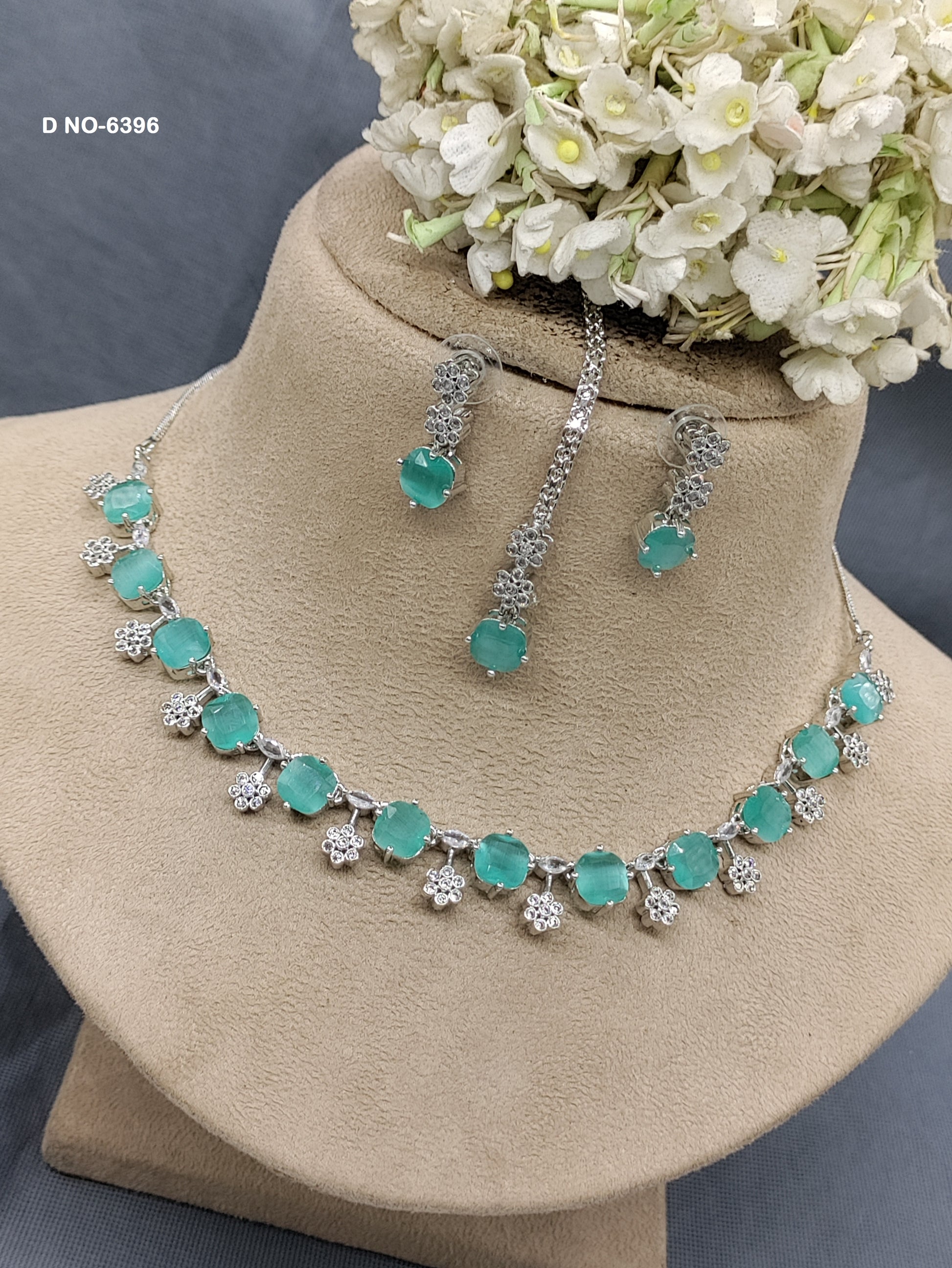 Stylish Ad Diamond Rodium Necklace Sku -6396 rchiecreation