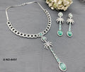 Celebrity Rodium American Diamond Necklace SKU-6437 C3 rchiecreation