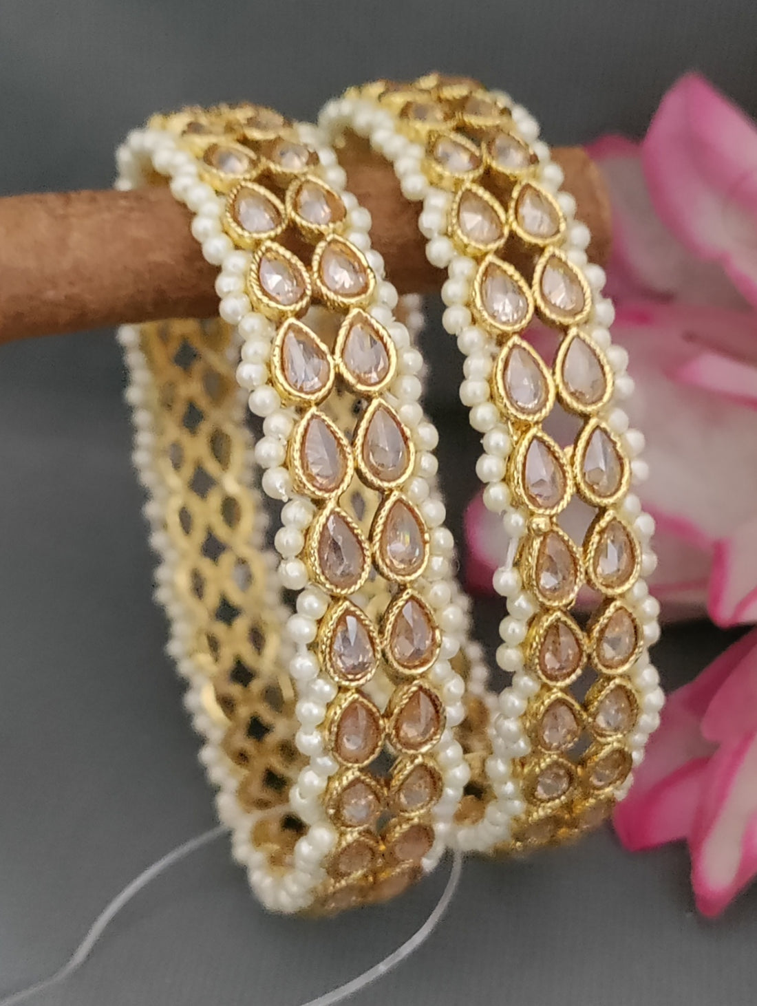 Golden Polki Bangle SKU-8550