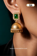 Green Polki Earring Jhumki By Rchie Wholesale