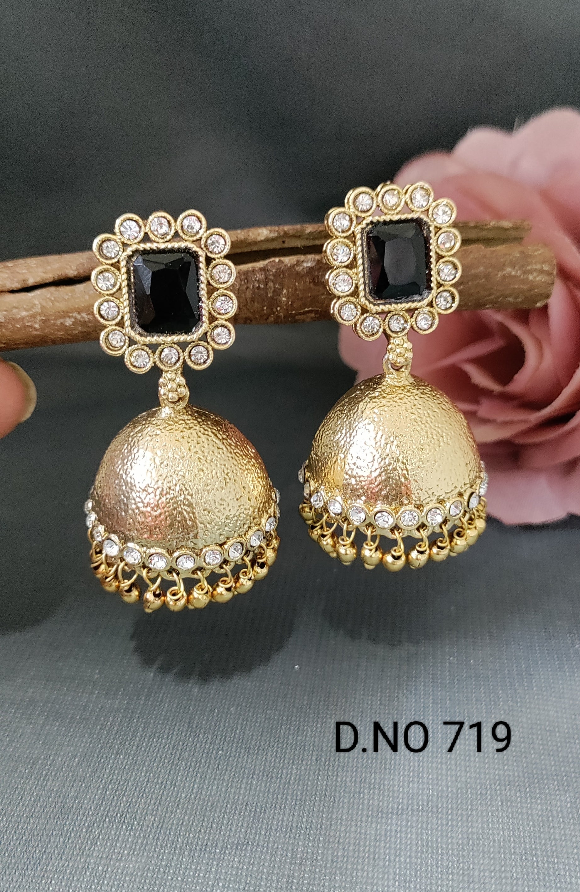Golden polki Earring Jhumki by Rchie Wholesale