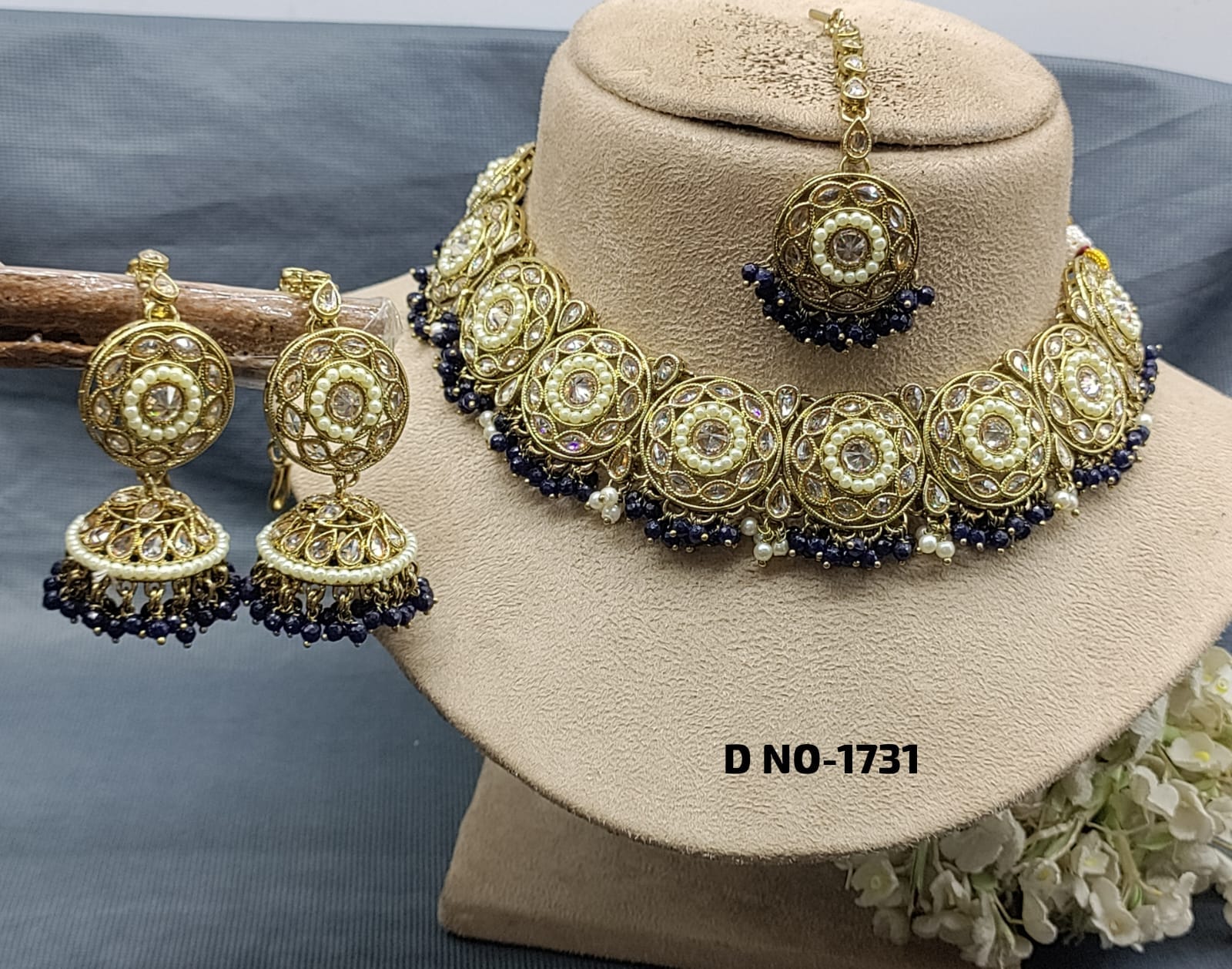 Polki Necklace Mehandi Set Sku- 1731 B2 rchiecreation