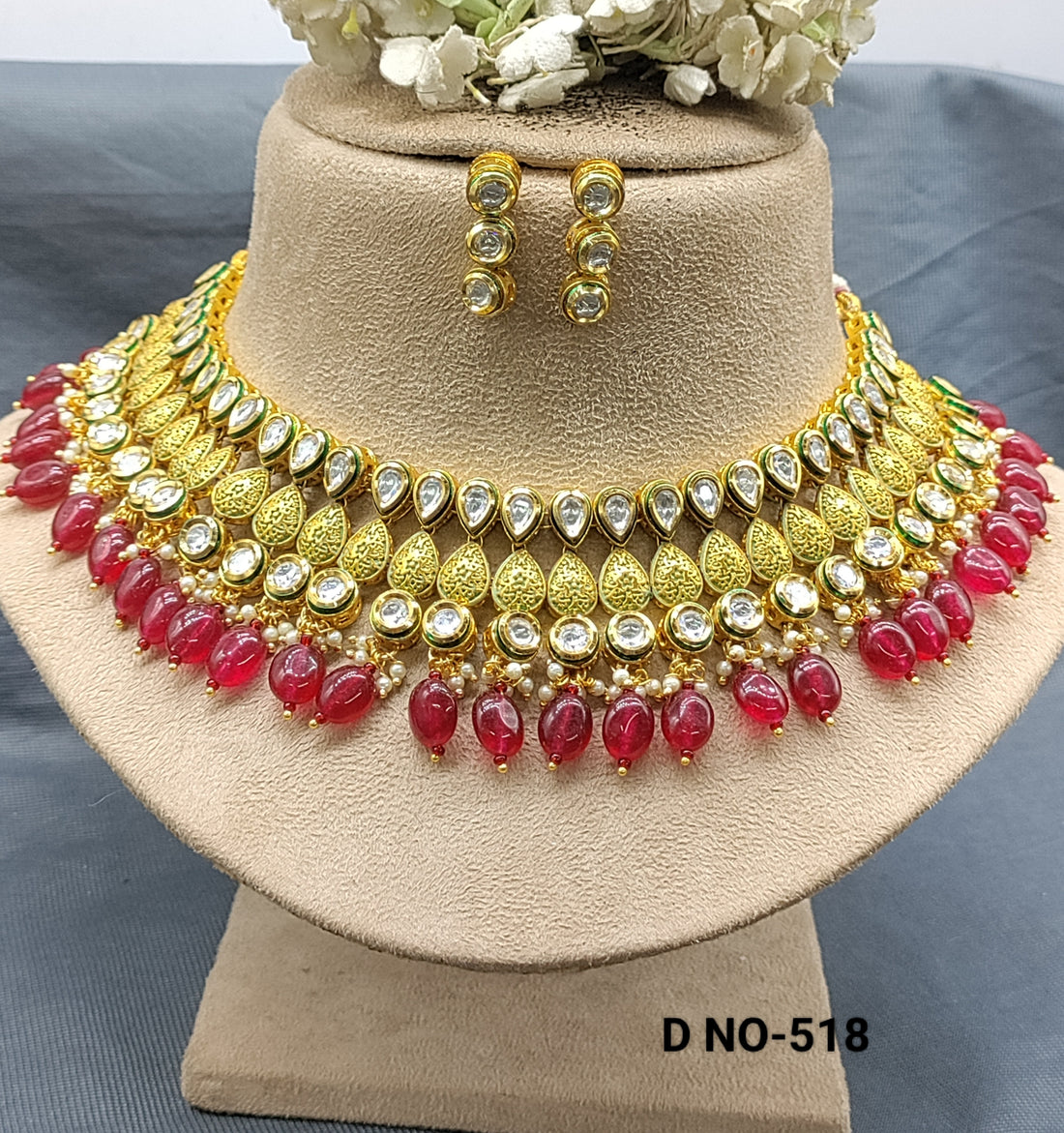 Kundan Necklace Set Sku 518 D4 rchiecreation