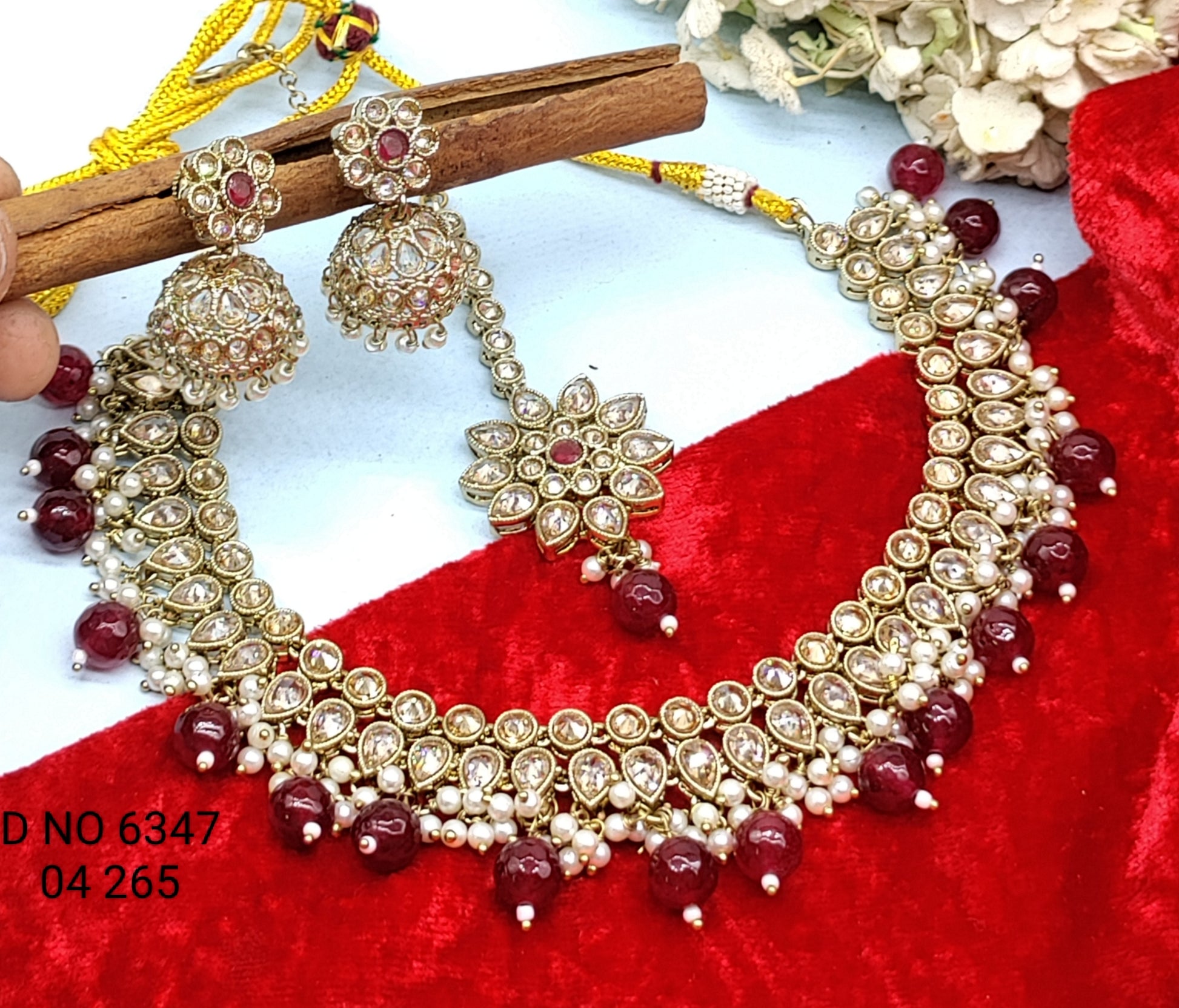 Beautiful Polki Necklace Sku 6347 rchiecreation