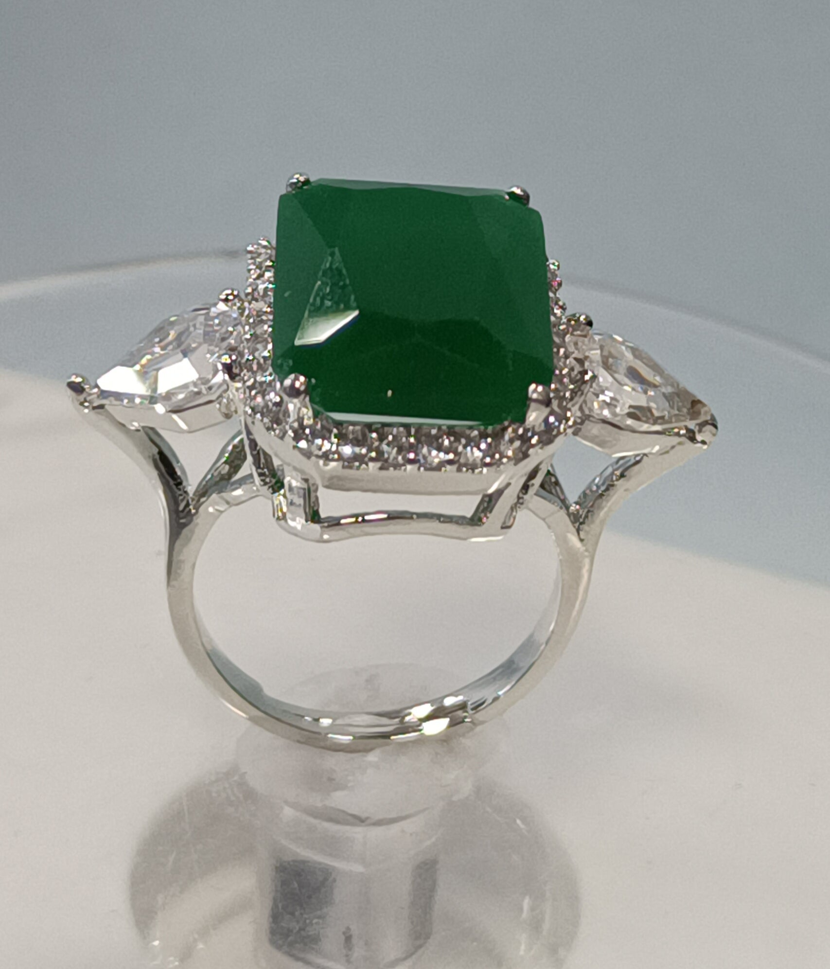 Rodium American Diamond Finger Ring Sku-5962 rchiecreation
