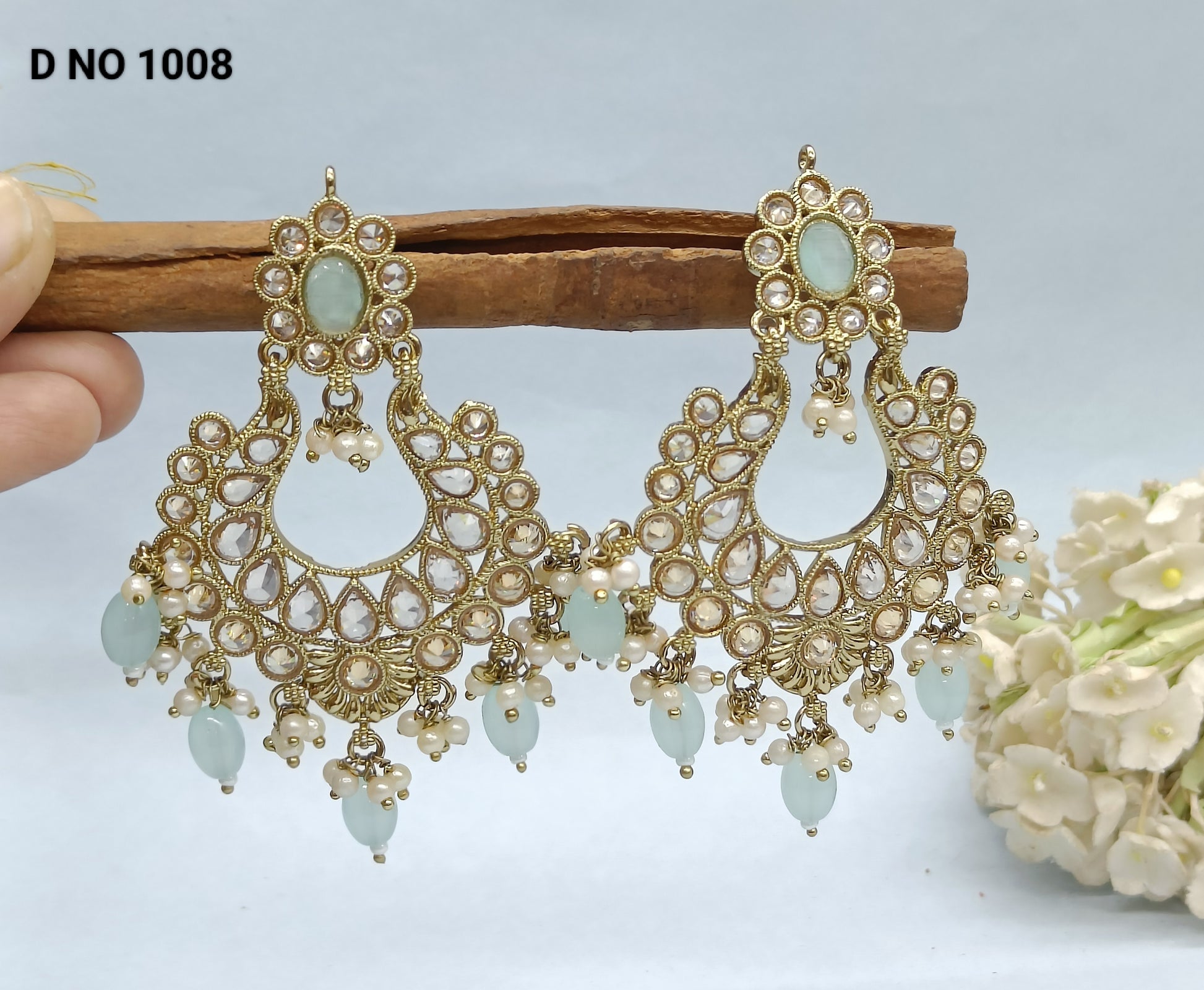 Beautiful Polki Earrings Sku 1008 rchiecreation