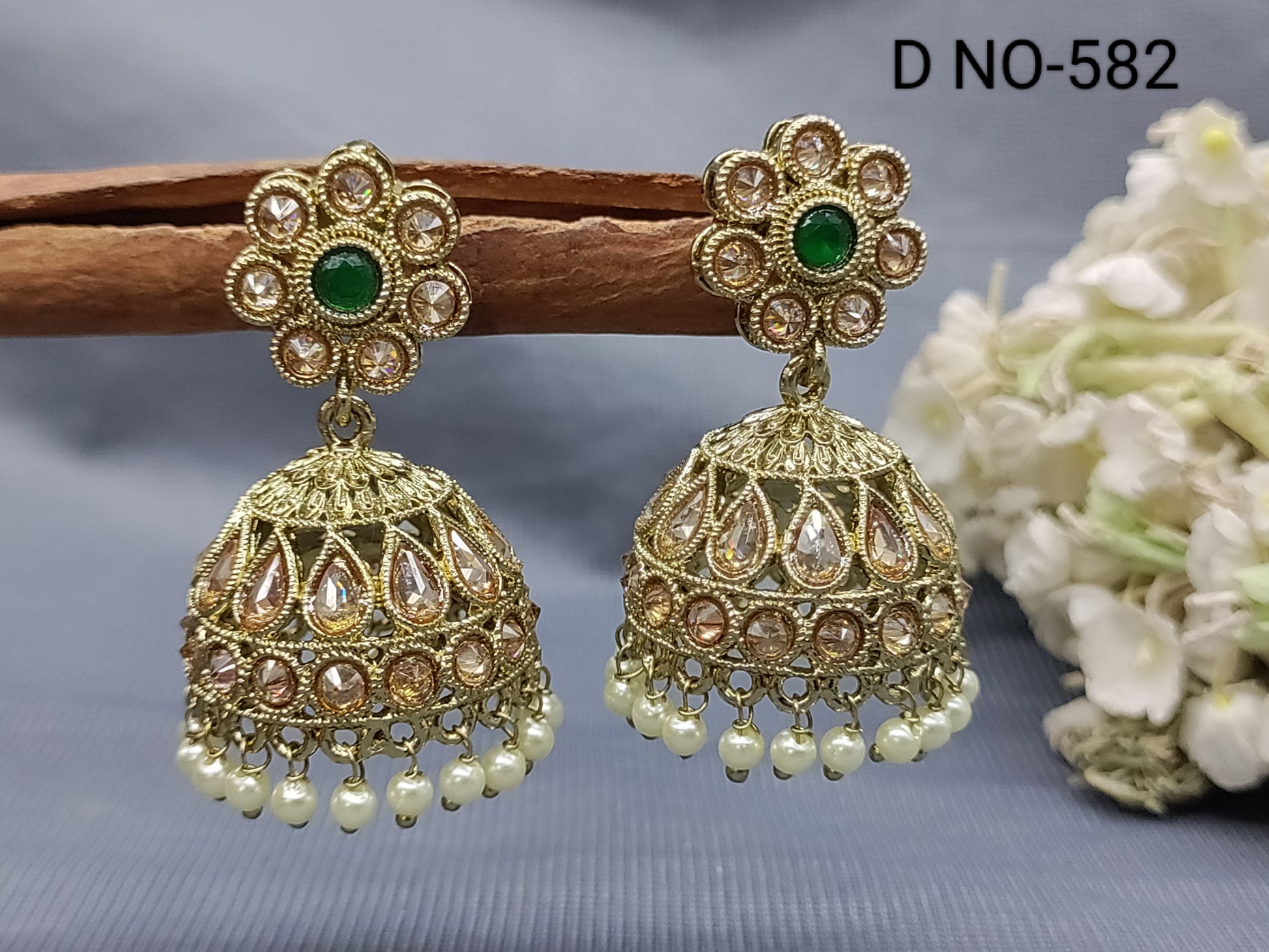 Polki Jhumki Mehndi Earring Sku-582 A4 rchiecreation