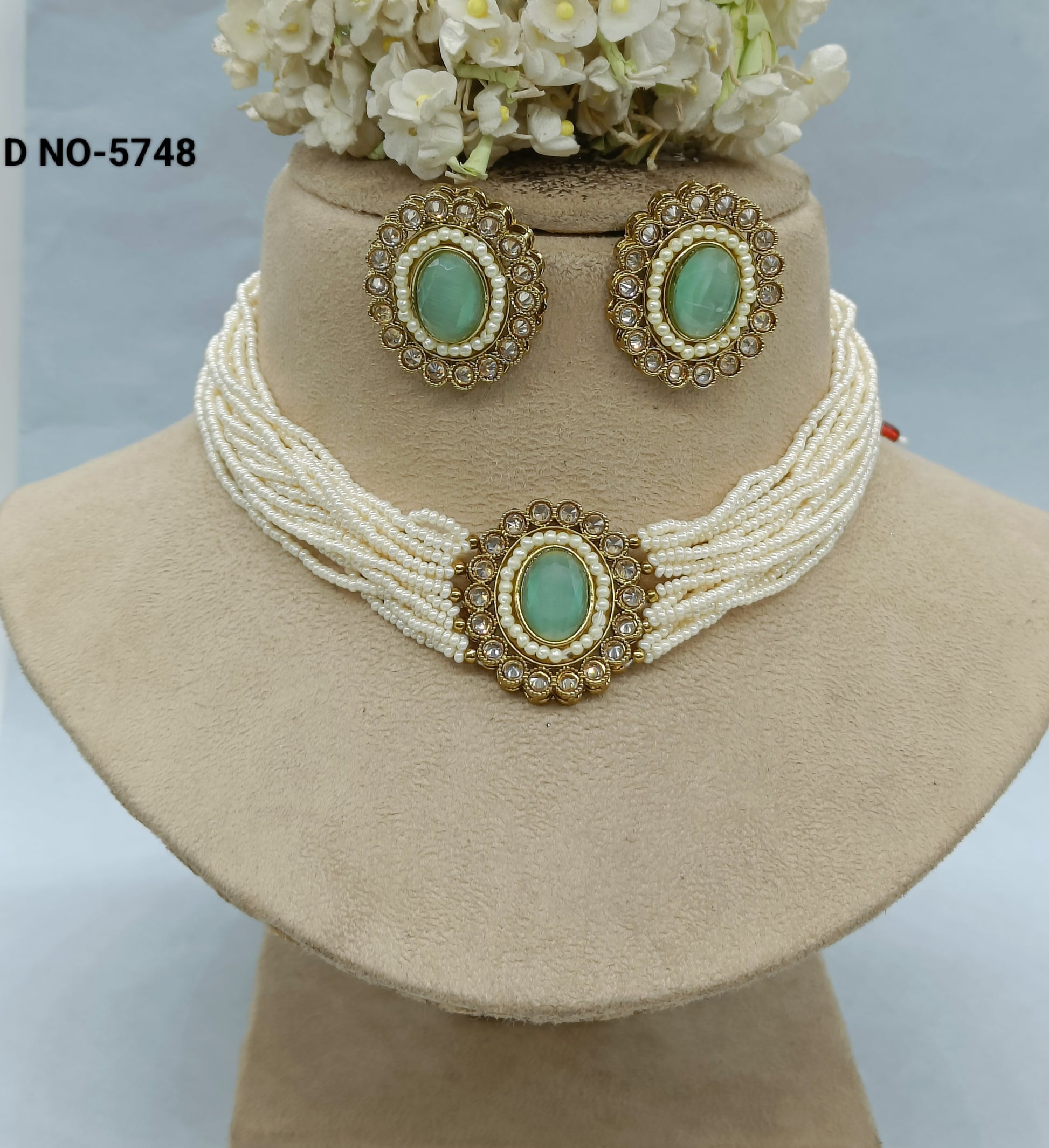 Choker Mehandi Necklace Set Sku 5748 B1 rchiecreation