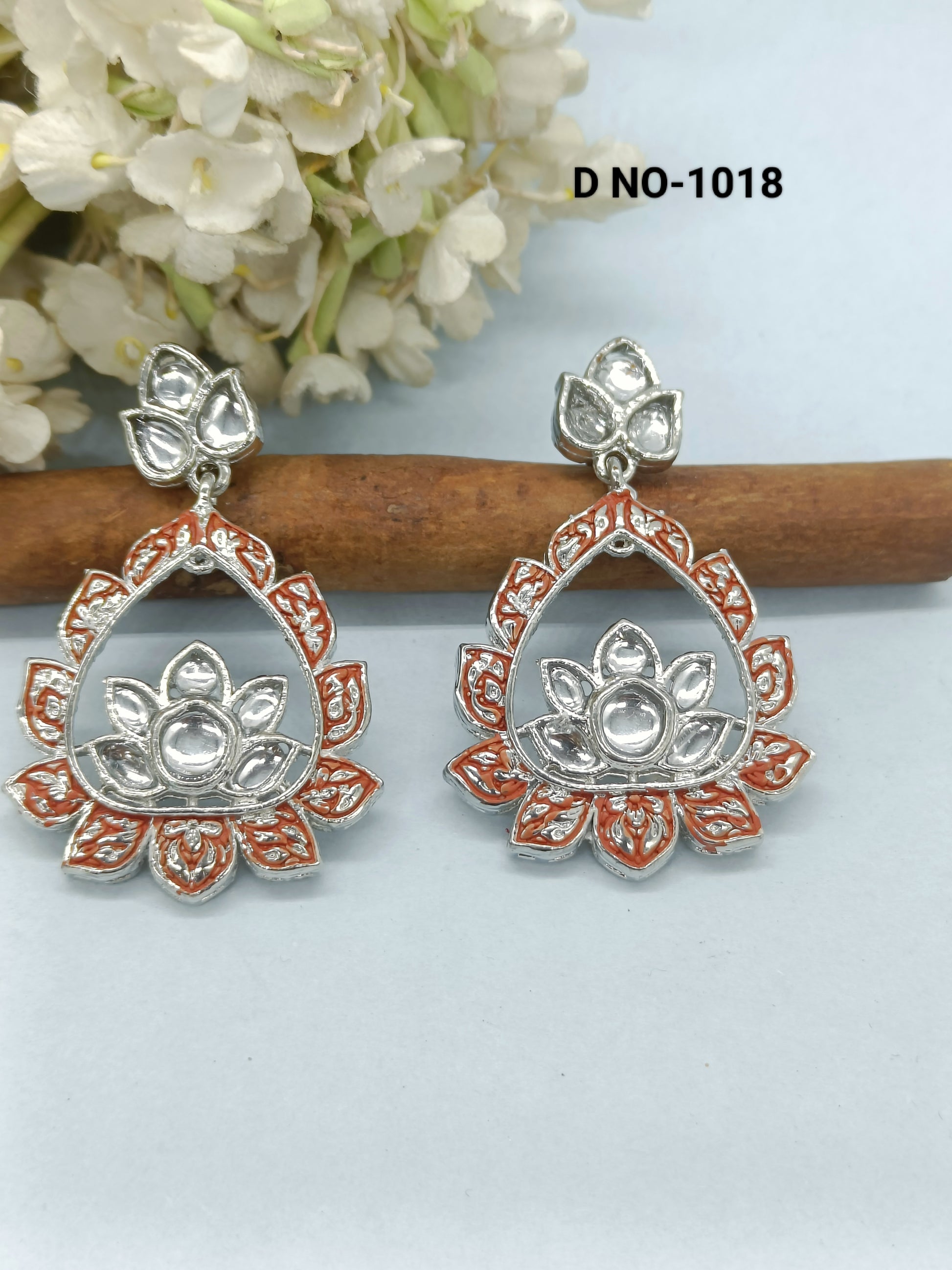 Minakari Rodium Earrings Sku -1018 rchiecreation