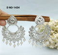 Rodium Polki Kundan Earring Sku-1434 rchiecreation