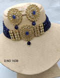 Pearl Polki Choker Necklace Mehndi Set Sku-1638 B2 rchiecreation