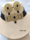 Pearl Polki Choker Necklace Mehndi Set Sku-1638 B2 rchiecreation