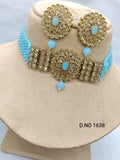 Pearl Polki Choker Necklace Mehndi Set Sku-1638 B2 rchiecreation