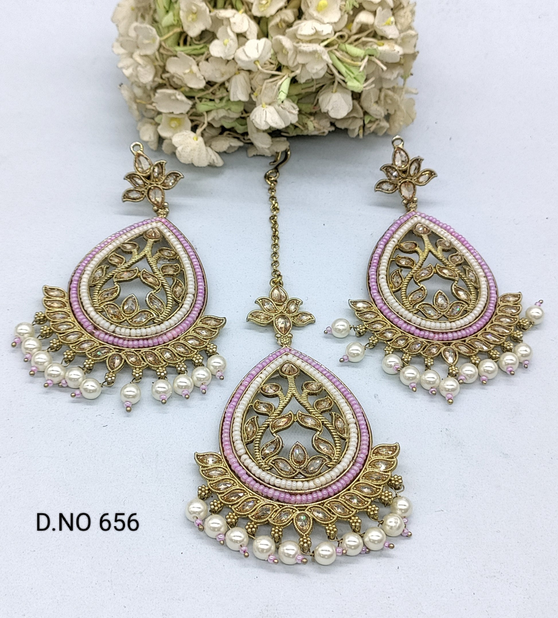 Polki Earring & Tikka Mehndi Sku- 656 A1 rchiecreation