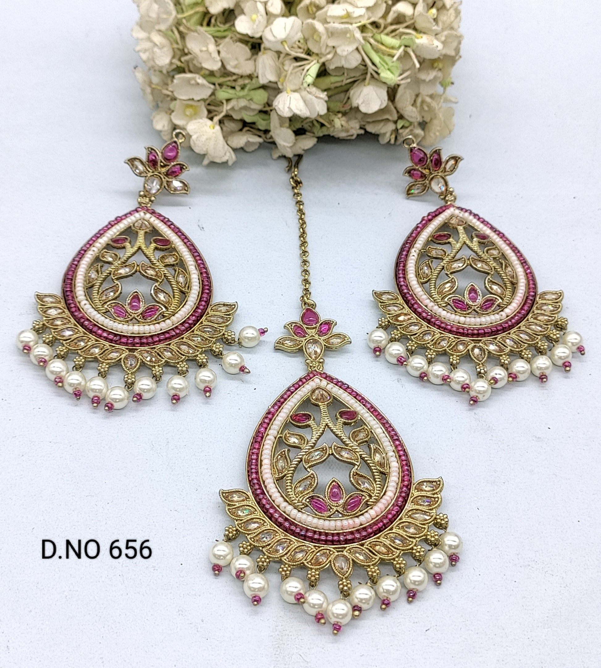 Polki Earring & Tikka Mehndi Sku- 656 A1 rchiecreation