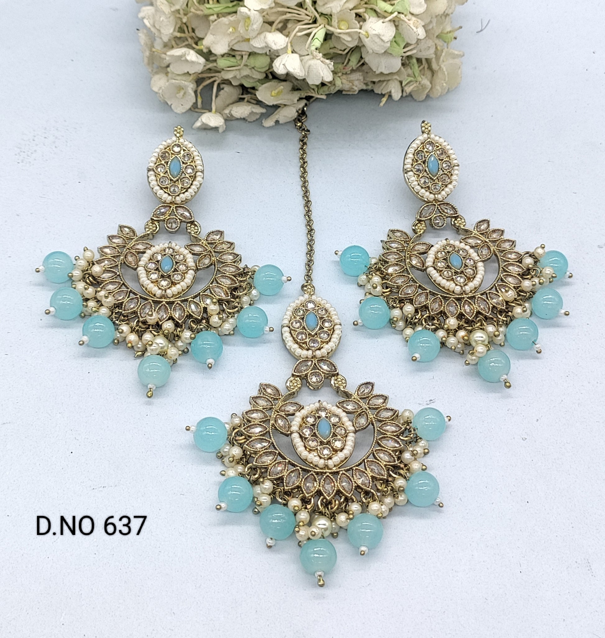 Polki Earring & Tica Mehndi Sku- 637 A1 rchiecreation