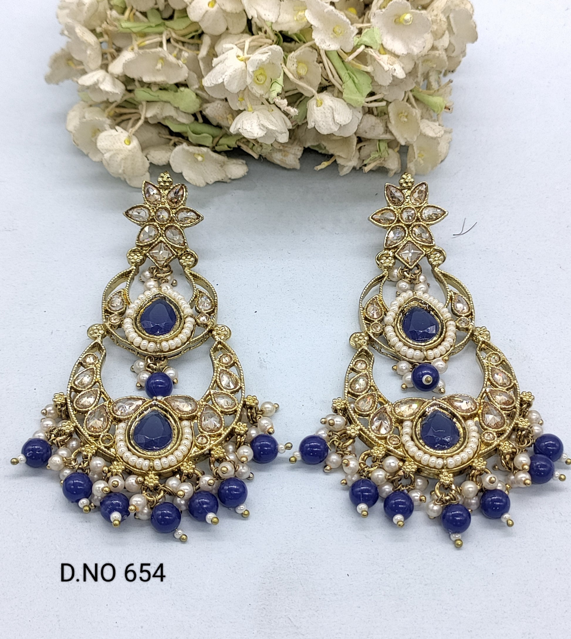 Polki Earring Mehndi Sku 654 A3 rchiecreation