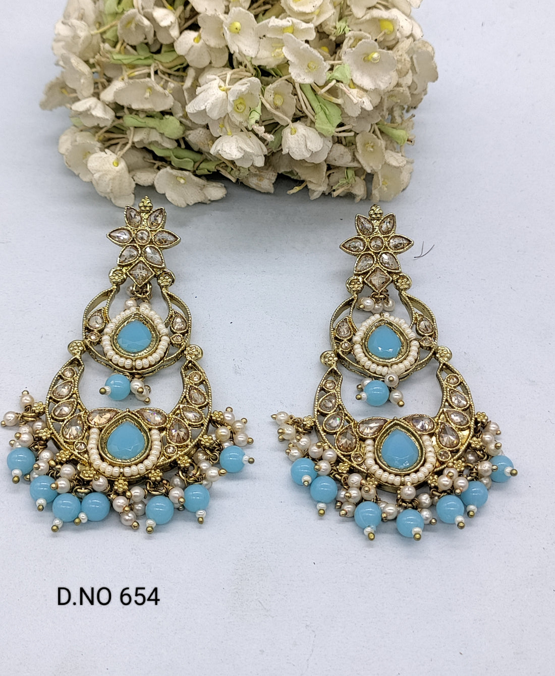 Polki Earring Mehndi Sku 654 A3 - rchiecreation