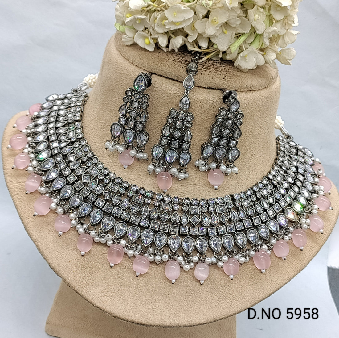 Polki Victorian Necklace Set Sku 5958 rchiecreation