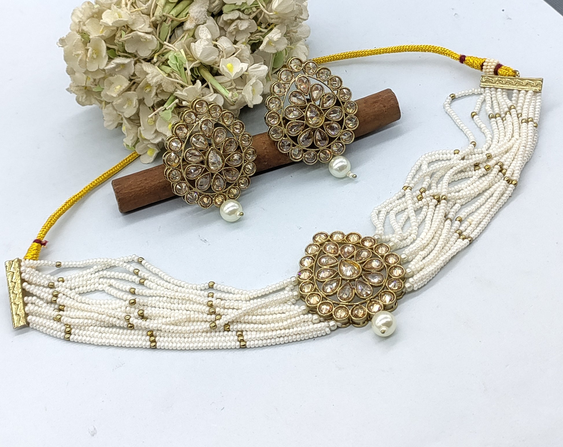 Mehandi Polki Choker Necklace SKU-6442 rchiecreation