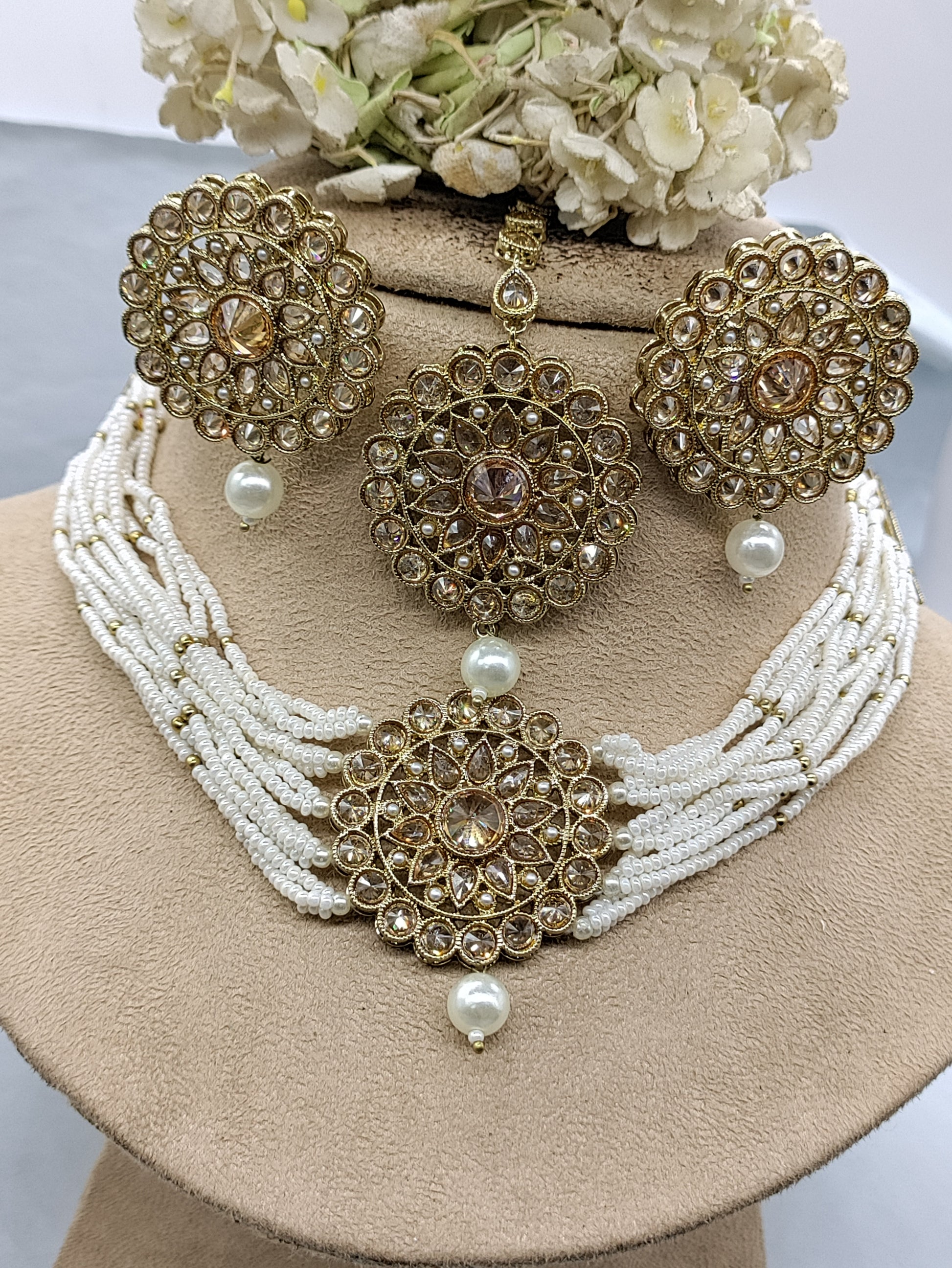 Mehandi Polki Choker Necklace SKU-6441 rchiecreation